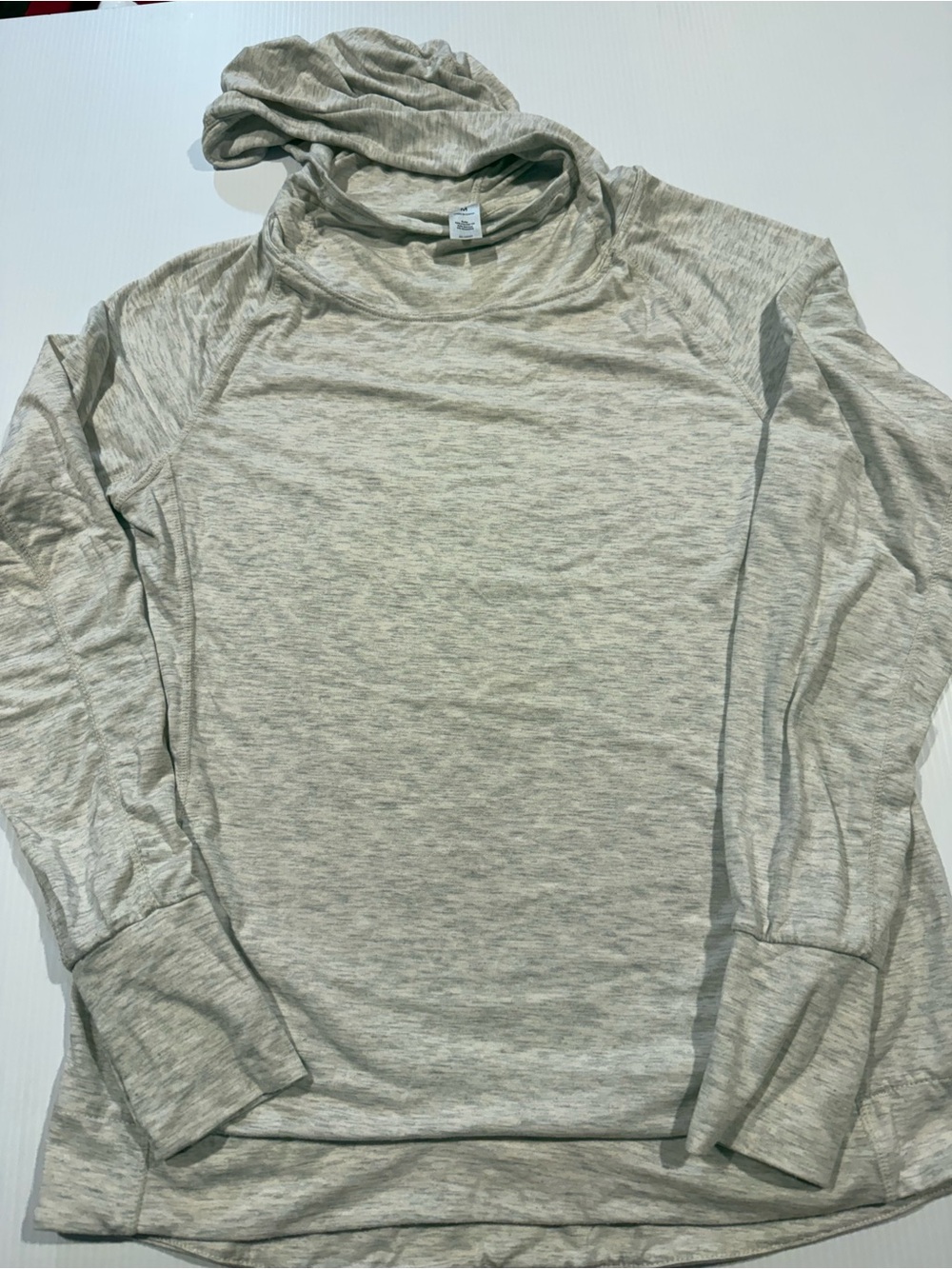 90 Degree By Reflex Light Gray Hooded Women's Long-Sleeve Top